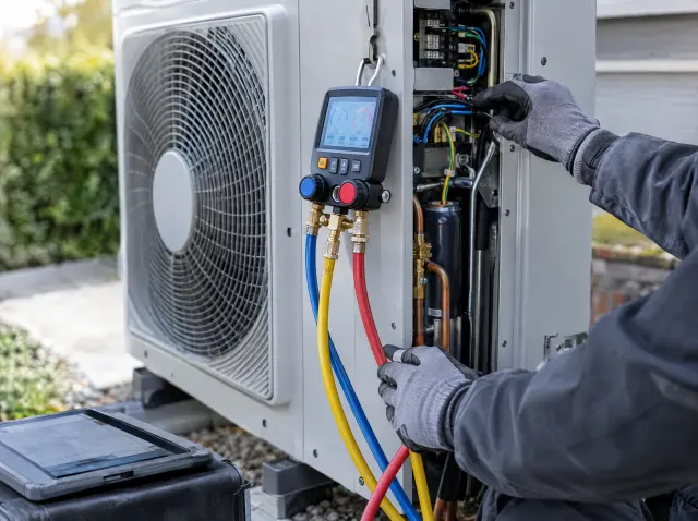 Wartung einer Wärmepumpe mit Messtechnik